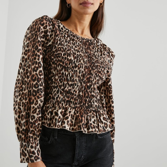NWOT Rails Tabi Top in 'Nala' Leaopard Print Cotton Blend Smocked Body Size XXL - Picture 6 of 13